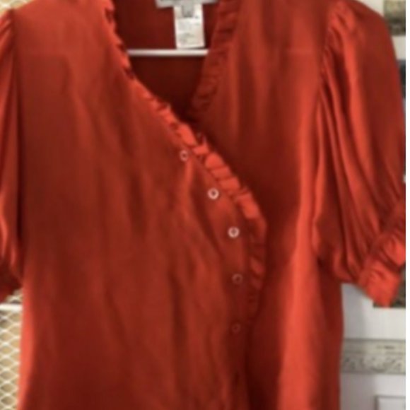 Paul and Joe Red Silk Top - Picture 2 of 3